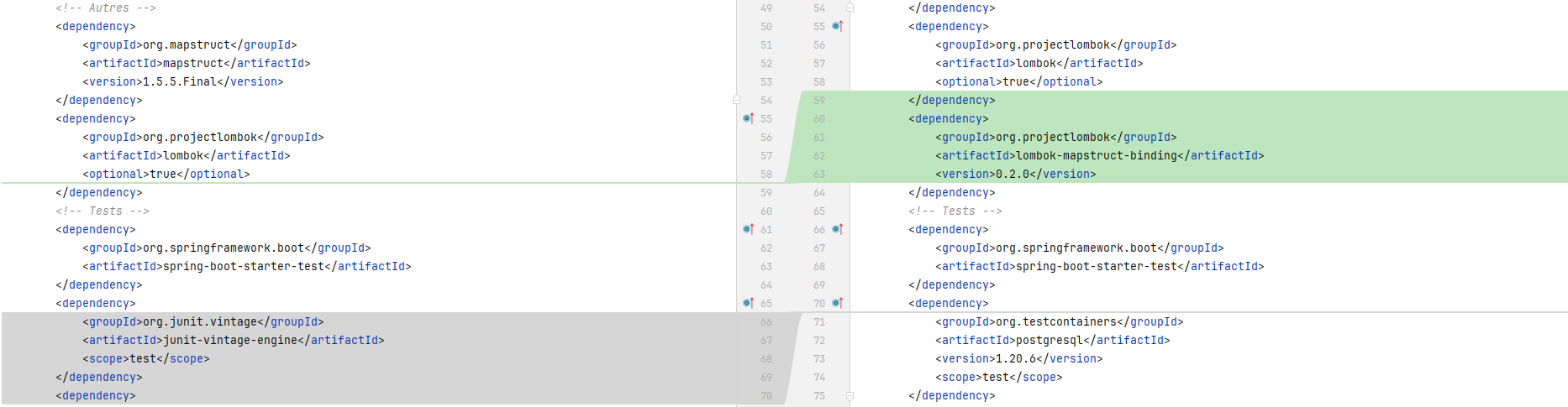 Pom.xml comparaison